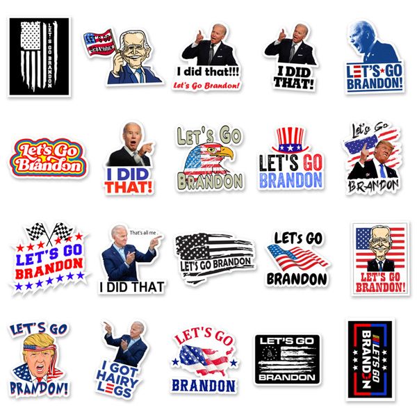 50pcs-set Lets Go Brandon Cartoon Biden I DID That Waterproof Decals Stickers For Luggage Diy Laptop Case Decorative Gift