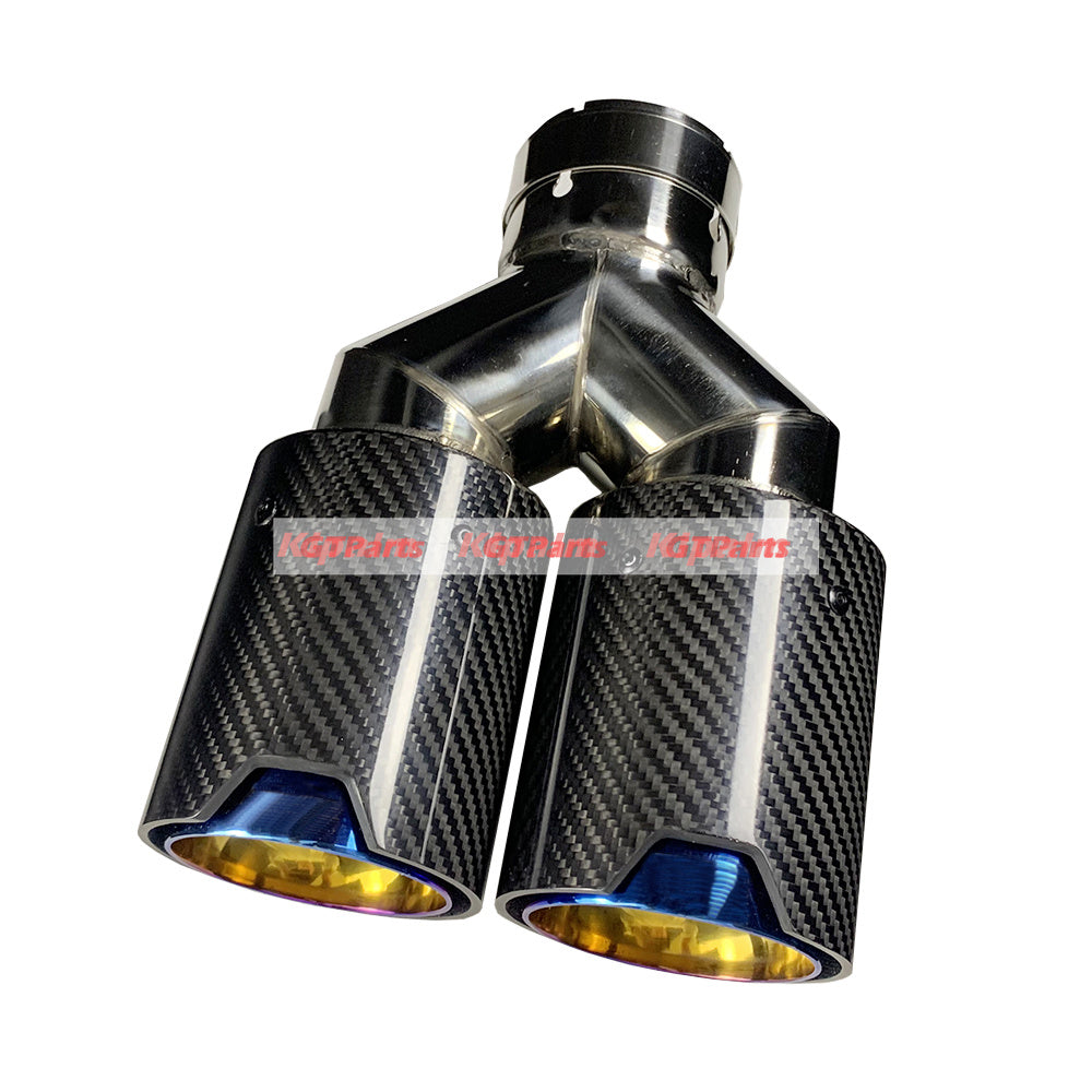 M Performace Style Exhaust Muffler Dual Pipe Forged Carbon Fiber Blue Stainless Steel Exhaust End Pipes Tips For BMW