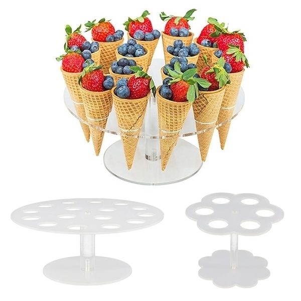 616 Holes Acrylic Transparent Ice Cream Stand Cake Cone Holder Wedding Buffet Food Display Baking Kitchen Tools 220701
