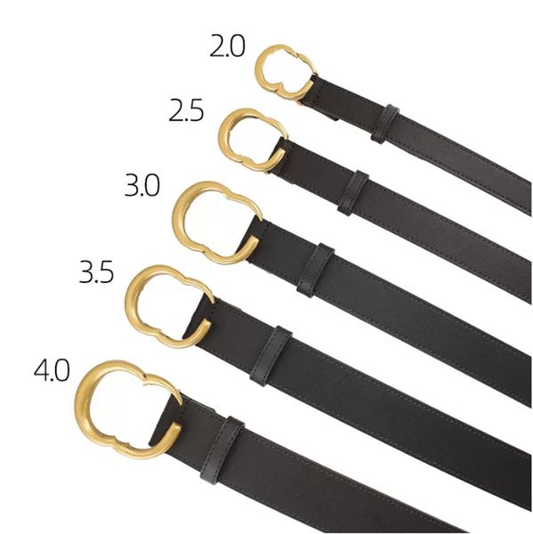 High quality men&#039;s and women&#039;s leather belt Gold buckle luxury letter belt casual double-sided real belt body 3.8cm 3.4cm 3.0cm 2.