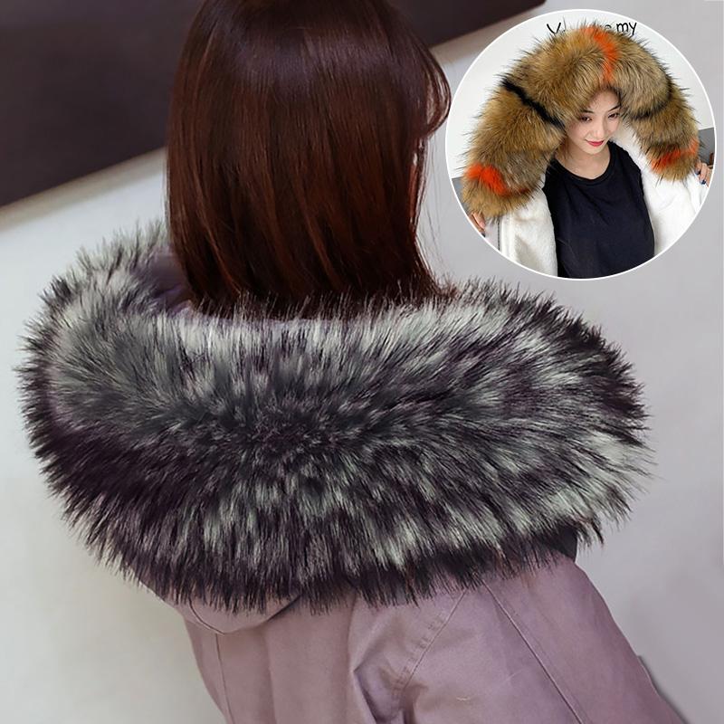 Scarves Winter Faux Fur Collars Warm Scarf Fake Hood Thick Collar For Women Cotton Coat Detachable Soft Plush Accessories
