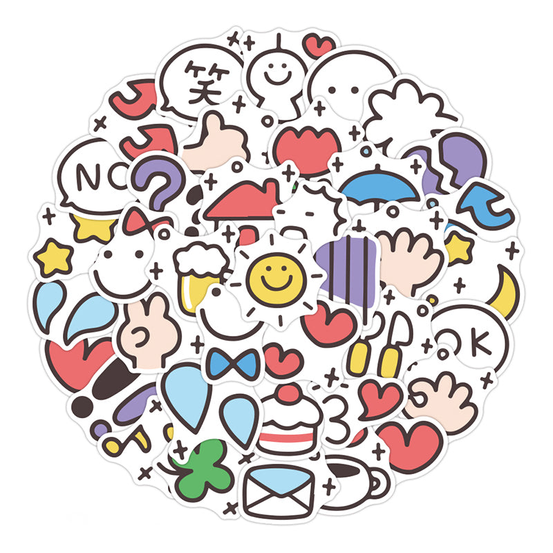 40PCS Kawaii Cute Expression Cartoon Stickers Pack For Skateboard Fridge Phone Guitar Motorcycle Luggage Decal Sticker Kid Toy