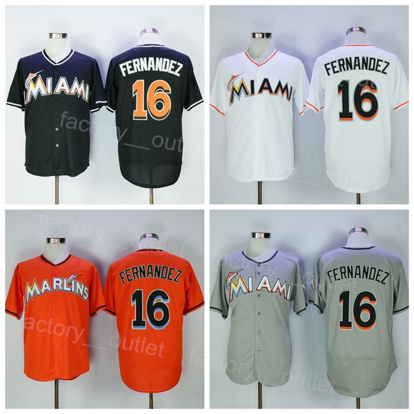 Men Vintage Baseball Retro 16 Jose Fernandez Jersey Throwback For Sport Fans Flexbase Cool Base Cooperstown Retire All Stitched Team Black W