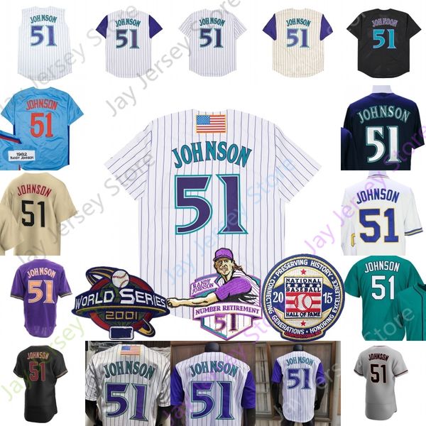 Randy Johnson Jersey Vintage 2001 WS 1999 Turn Back Pinstripe Retirement Hall of Fame Patch Vintage Black Mesh Navy White Expos Blue Size Ad