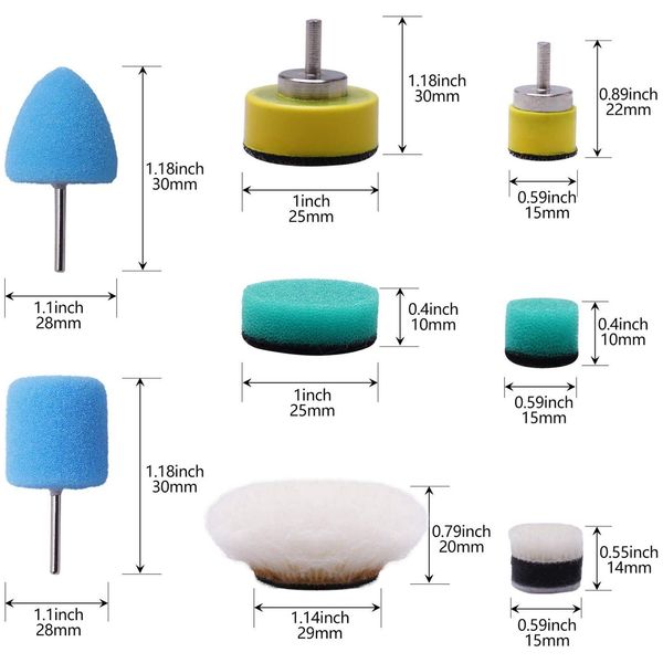 Mini Buffing 22Pcs Detail Polisher Pads for Detailing Polishing Waxing Rotary Tools Cordless electric drill