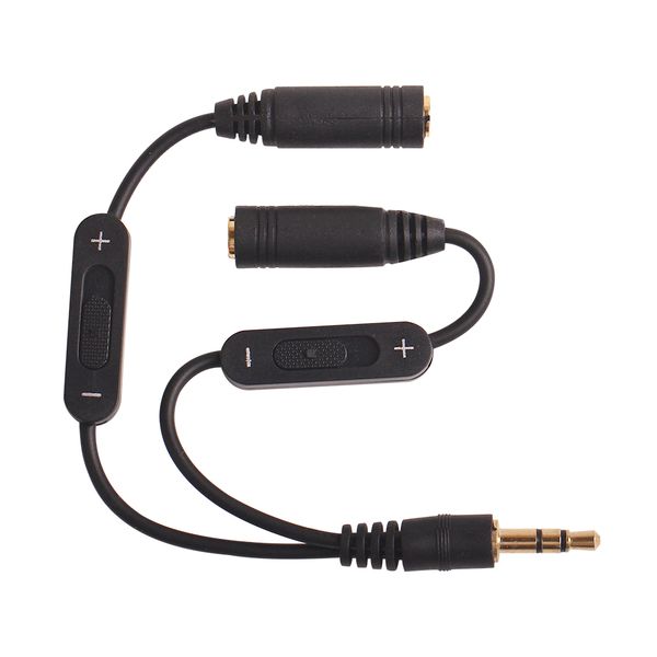 3.5mm 1 Male To 2 Female Jack Stereo Audio Cable Y Splitter Adapter Volume Control Headphone Phone AUX Cord