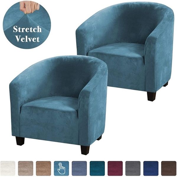Elastic Sretch Coffee Velvet Tub Sofa Armchair Seat Cover Protector Washable Furniture Stretch Slipcover Home Chair Decoration 220617