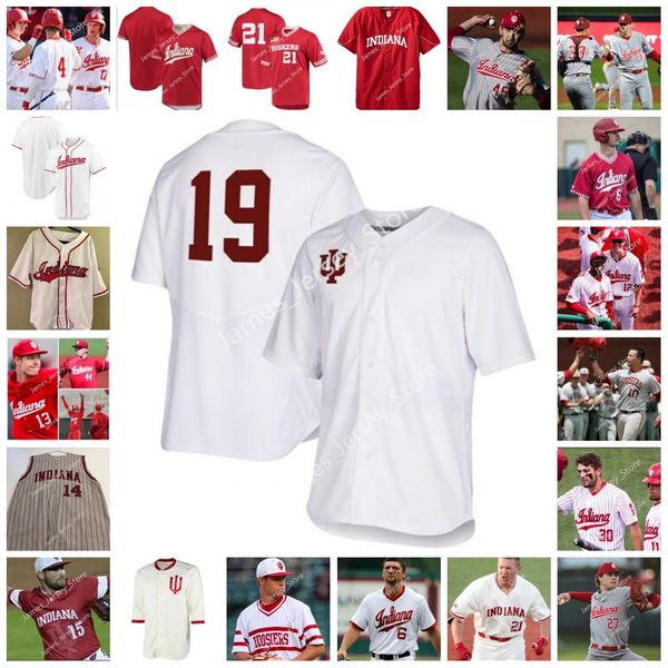 Custom Indiana Hoosiers College Baseball Jersey - Choose Your Number (SAM MURRISON RYAN KRAFT KIP FOUGEROUSSE JACK WALKER JOSH PYNE JOE MORA