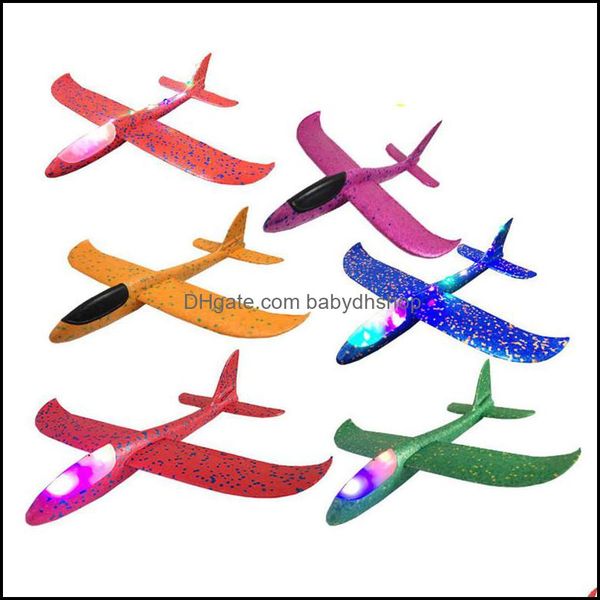 Led Flying Toys Lighted Gifts 48Cm Big Foam Plane Aircraft Hand Launch Throwing Airplane Glider Inertial Children Model 10 Pcs - Lot Whole