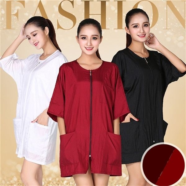 Professional Salon Smock Stylist Jacket Cosmetology Uniform Zipper Hairdressing Cape Beauty SPA Guest Client Kimono Gown Apron 220621