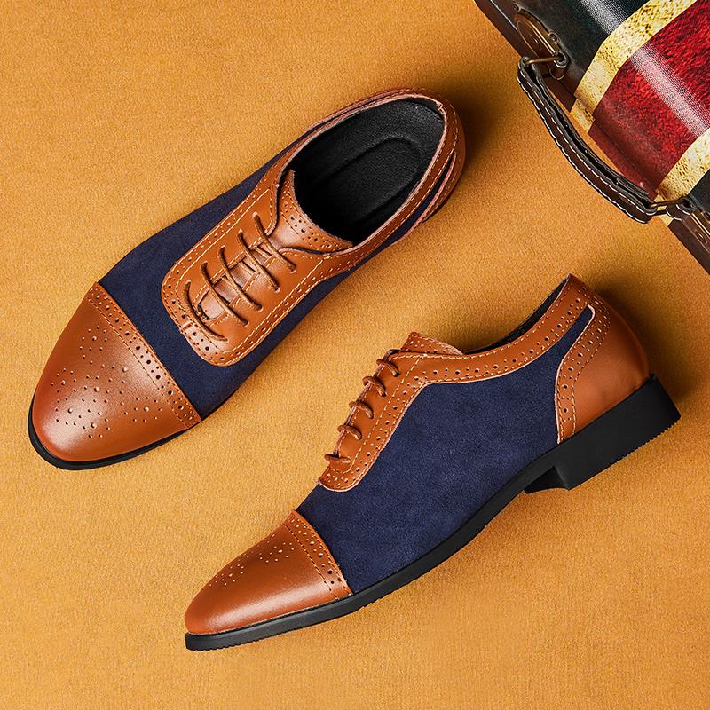 Dress Shoes Men Fashion Business Suede Leather Men&#39;s Formal Oxfords Comfortable Lace-up Casual SneakersDress