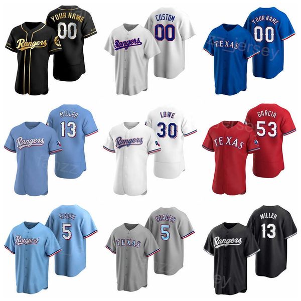Man Woman Youth Baseball 53 Adolis Garcia Jersey 15 Nick Solak 30 Nathaniel Lowe 28 Jonah Heim 13 Brad Miller 5 Corey Seager Cooperstown Tea