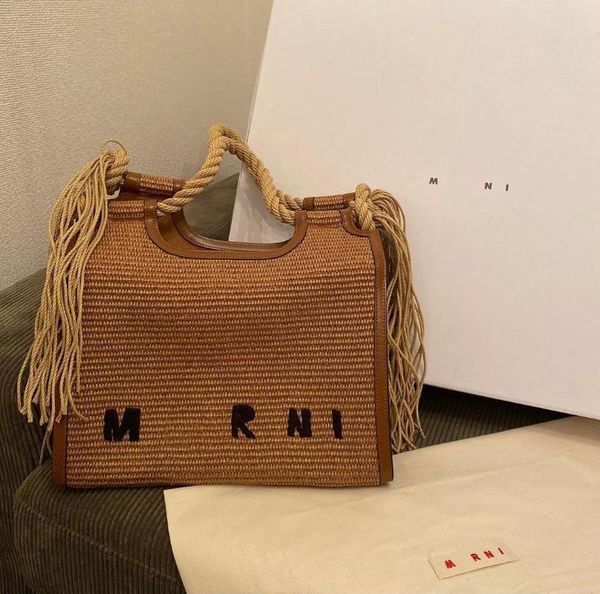 Storage Bags Summer Straw ed Leather Beach Letter Print One Shoulder Oblique Cross Portable Ladies Bag Fashion Mujer HandbagStorage