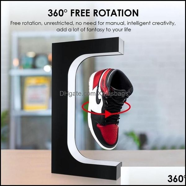 Storage Holders Racks Home Magnetic Levitation Floating Shoe Display Stand 360 Degree Rotation Sneaker Shop Led Holds 22021 Xmasbags Dh7Yz