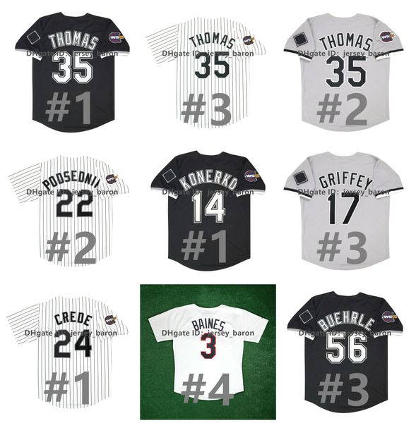 Frank Thomas White Sox Baseball Jersey Chicago Ken Griffey Jr. Paul Konerko Bo Jackson Scott Podsednik Joe Crede Juan Uribe Jermaine Dye Bla