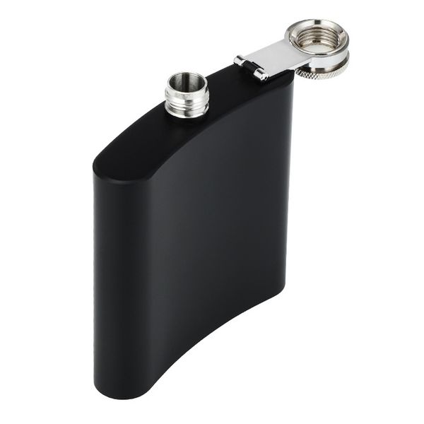 wholesale Matt black 6oz Liquor Hip Flask Screw Cap304 stainless steel laser welding Personalized logo DH9851