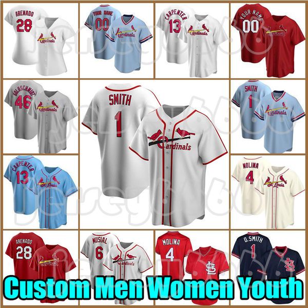 28 Nolan Arenado 46 Paul Goldschmidt Baseball Jersey Cardinals&#039;&#039;Yadier Molina Ozzie Smith Paul DeJong Stan Musial McGwire Matt Car