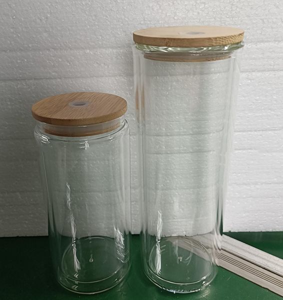 NEW... 16oz 20oz Sublimation Glass Beer Mugs Water Bottle Beer Can Tumbler Drinking Glasses With Bamboo Lid And Reusable Straw Iced Coffee C