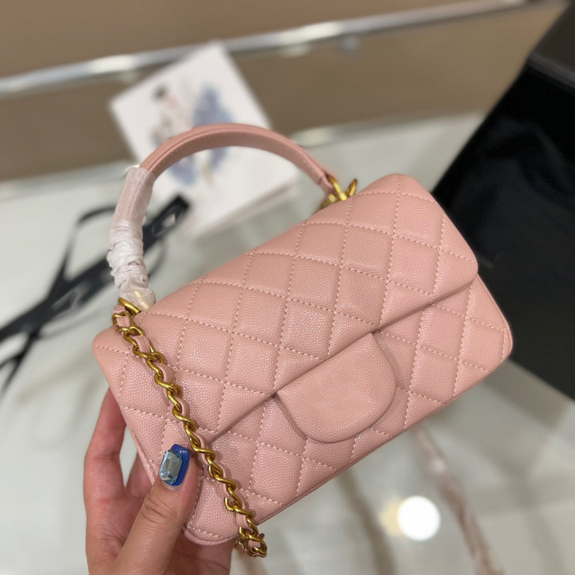 22Ss Hand Flap Bag Classic Top Caviar Grain Cowhide Leather Quilted Plaid Weave Chain Gold Hardware Shoulder Messenger Bag Wholesale Luxury Designer