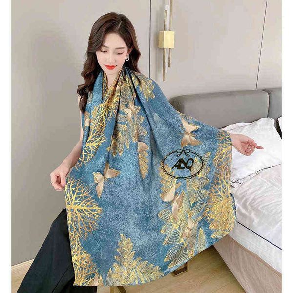8V6N Golden branch butterfly dance New style brocade scarves high-grade foreign style Hangzhou scarves temperament large shawls and Bibs