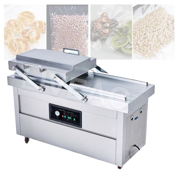 Double Chamber Vacuum Packing Machine Kitchen For Sea Food Meat Fish Pork Beef Rice Grain Vacuum Sealer
