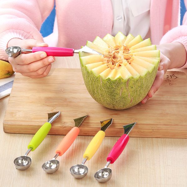 Dual-head Fruit Cutting Knife Fruit Mashed Potato Watermelon Melon Scoop Digger Ice Cream Spoon Kitchen Accessories Gadget