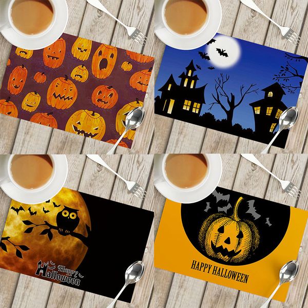 Halloween Kitchen Dining Room Table Mats & Pads 42x32cm Cotton&linen Waterproof Linen Thermal Insulation Pad Fabric Placemat Gift with Custo
