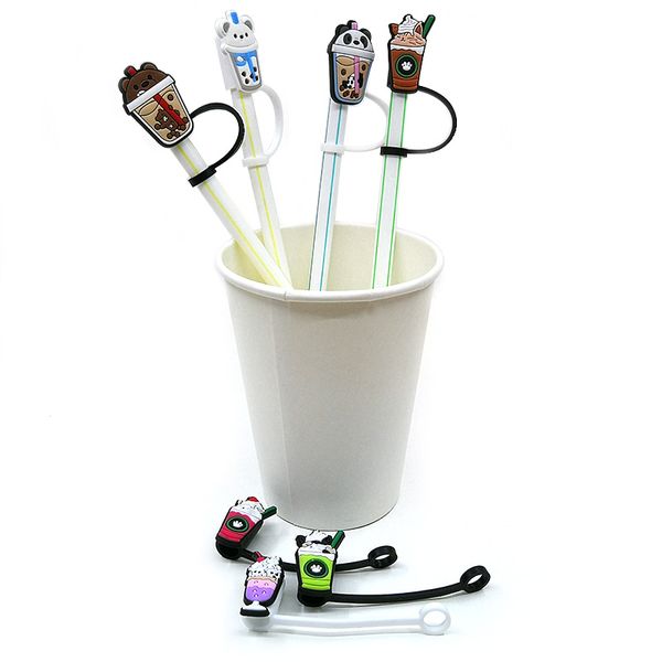 beer bottle Pearl milk tea soft rubber straw topper accessories cover charms Reusable Splash Proof drinking dust plug decorative charm fit 8