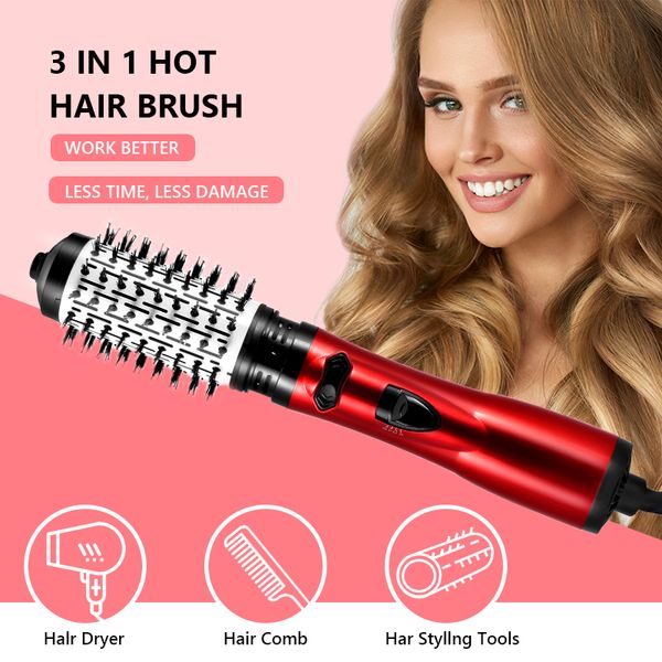 Multifunction Hot Hair Comb Hair Dryer and Volumizer Rotating Roller Brush Salon Hot Air Brush Styler Straightener Curler Comb