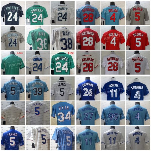 24 Ken Griffey Jr. Guerrero Jr.Baseball Jersey Chapman 38 Ray 28 Nolan Arenado Albert Pujols Springer 4 Yadier Molina Kevin Kiermaier Franco