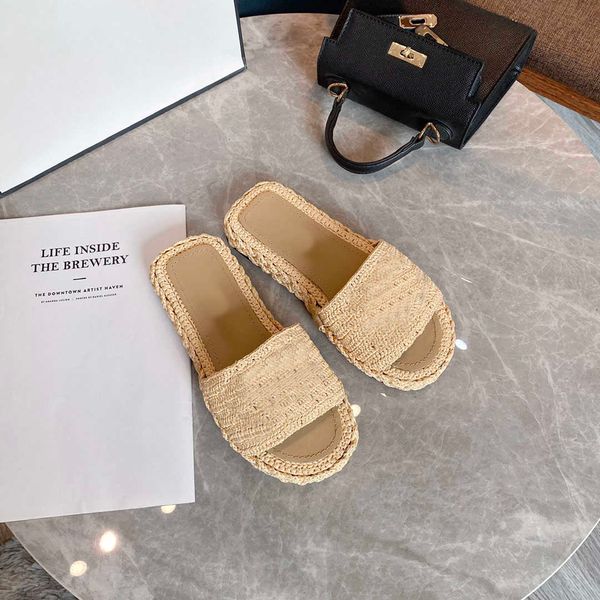 2021 Luxury Designer Women Rope Woven Slippers A1 Ladies Solid Scuffs Leisure Sandals Fashion Casual Shoes Top Quality With Box Size 35-40