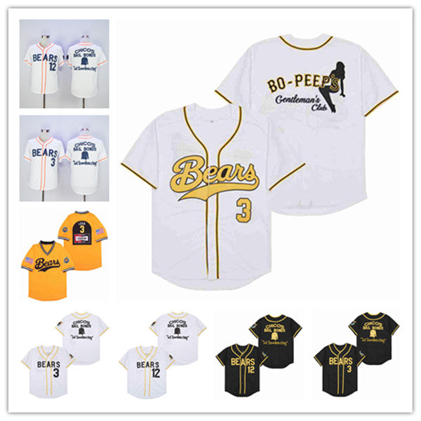 1976 Chico&#039;s Bail Bonds Movie Baseball Jerseys The Bad News Bears 12 Tanner Boyle 3 Kelly Leak Shirts Stitched White Black Yellow