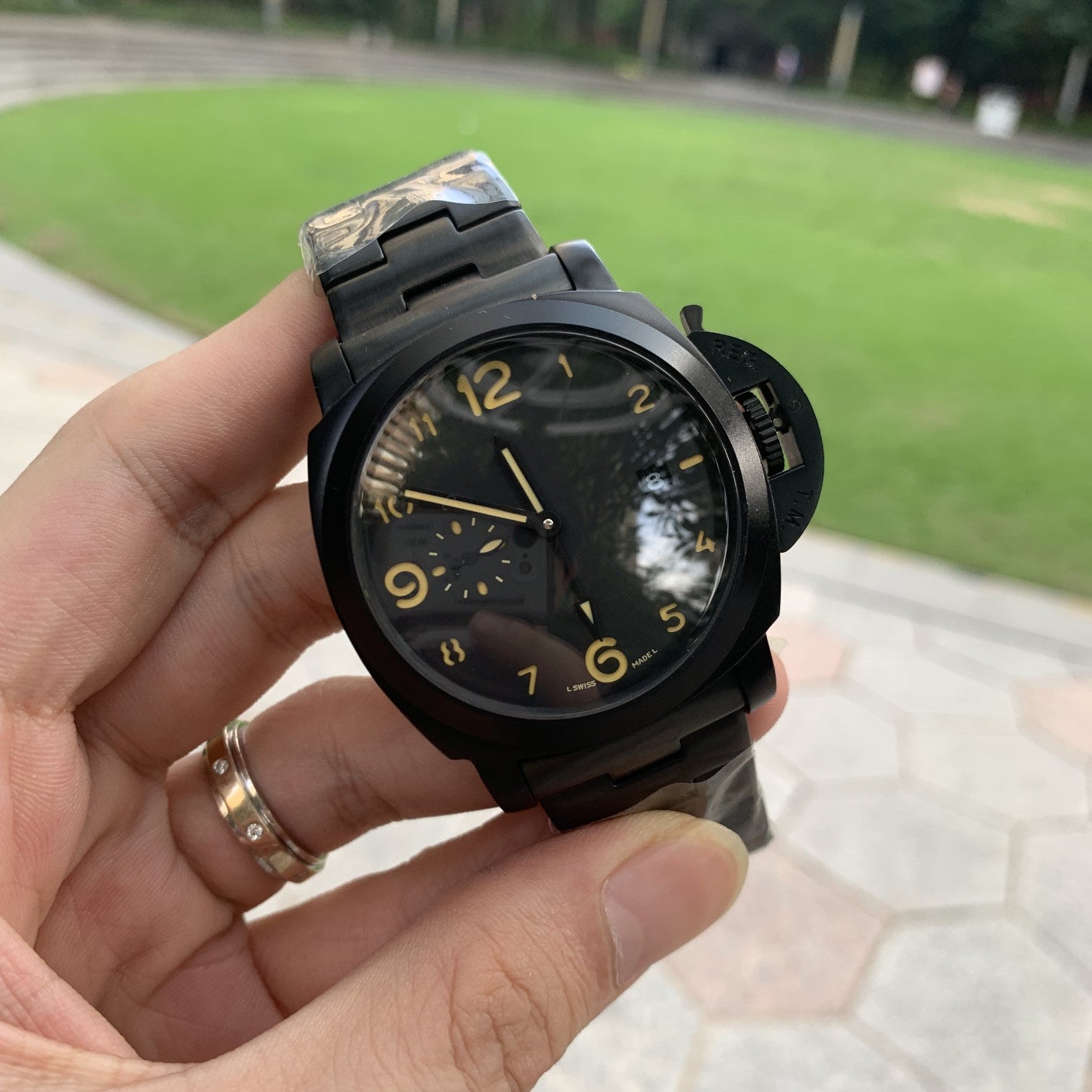 Designer Brand Mens Top Pam Watch Automatic Mechanical Movement 316L Stainless Steel Case Mineral Tempered Glass Mirror Genuine Leather Strap 44mm