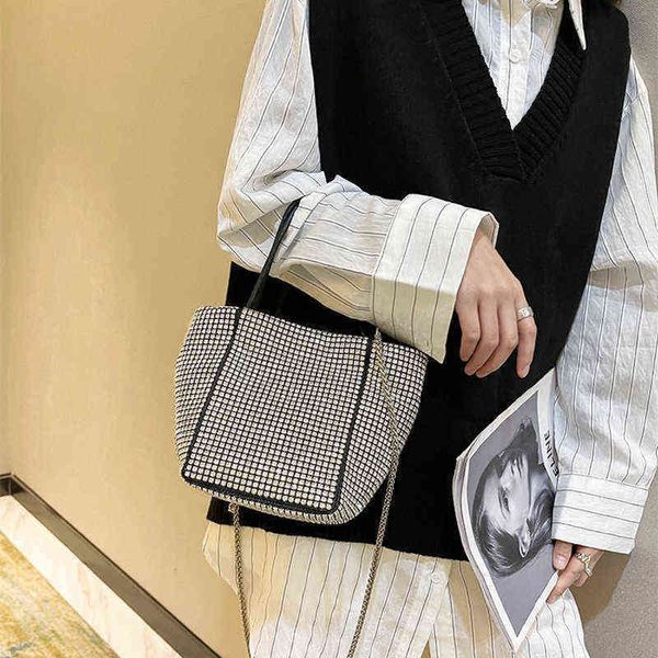 bags Handvat Steentjes Luxe Designer Portemonnees En Handtas Schoudertas Silver Shiny Crystal Tassen Voor Vrouwen Banket Clutch Bags 220610