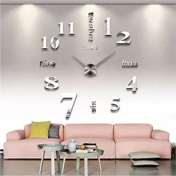 3D Wall Clock Mirror Wall Stickers Creative DIY Watch Clock Removable Art Decal Sticker Home Decor Living Room Quartz Needle Hot