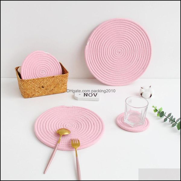 Other Kitchen Dining Bar Home Garden Ll Kitchen Handmade Cotton Rope Placemat Hand Woven Table Mats Napkin Dhhiq