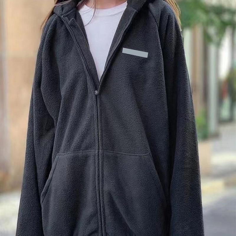 Mens Fashion Hooded Jackets Fleece Jackets Coats StreetwearLetter Print Outerwear Winter Warm Zip Outwear