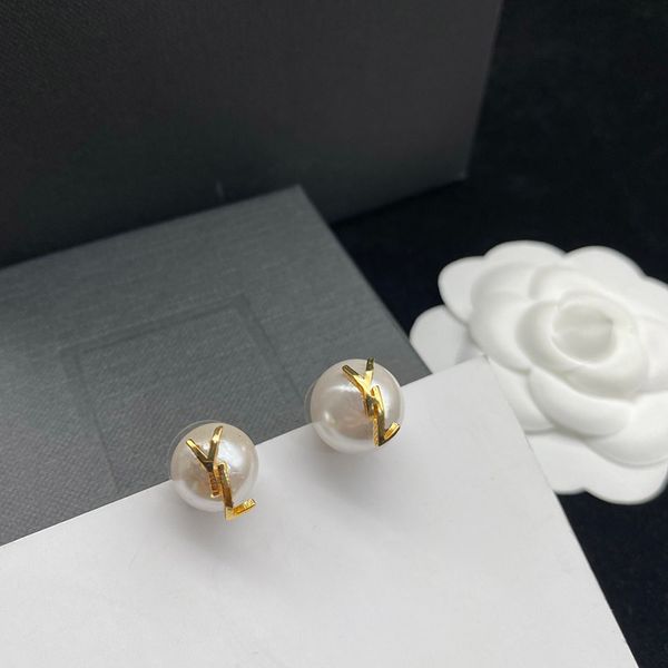 Stud Pearl Earing Designer Jewelry Luxurys Stud Earrings For Women 925 Silver Boucle Studs Letters Hoops Love Earings Wedding Gifts Box 2022