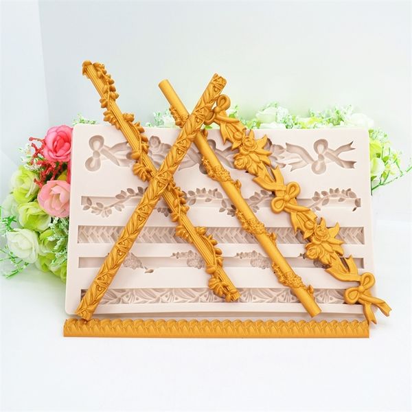 Long Pattern Silicone Mold Kitchen Baking Resin Tool Dessert Pastry Lace Decoration DIY Cake Chocolate Fondant Moulds 220721