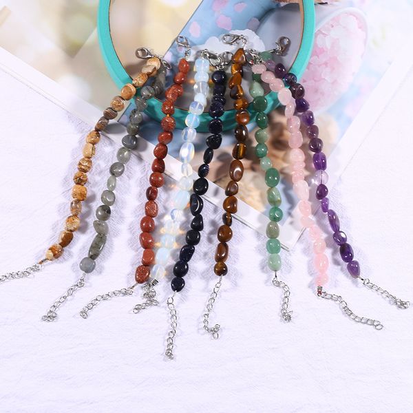 Pink Quartzs Chipped Gravel Beads Strands Bracelets For Women Healing Reiki Irregular Crystal Natural Stone Amethyst Bracelet Love Health Je