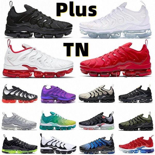 Running Shoes TN Plus Men Women Black Bubblegum Withe Yolk Cherry Cool Grey Neon Olive Pure Platinum Dark Blue Mens Womens Sports Trainers S