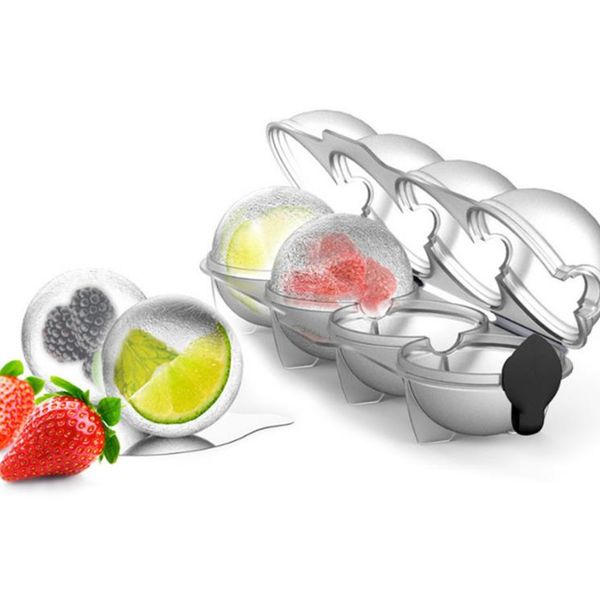 4 Cavity Sphere Whiskey Ice Cream Ball Mould Tool Round Jelly Icecube Maker Molds DIY Cocktai Hockey Make Tools for Home Bar Party Tools SN4