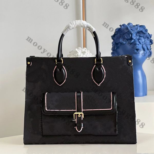 12A Upgrade Mirror Quality Luxurys Designer Canvas Tote Bag Womens Medium Genuine Leather Shopping Bag Purse Black Shoulder Bags Fashion Clu