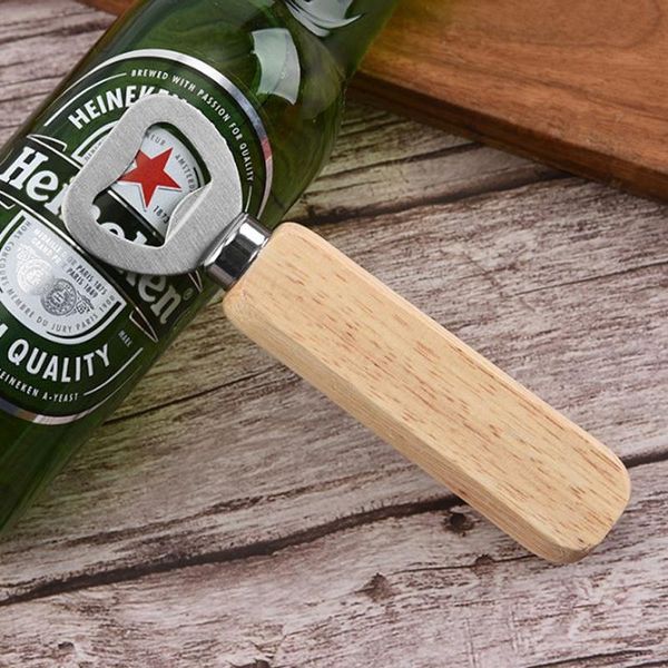 Stainless Steel Wine Bottle Opener Wooden Beer Bottles Openers Kitchen Party Bar Wines Open Tools