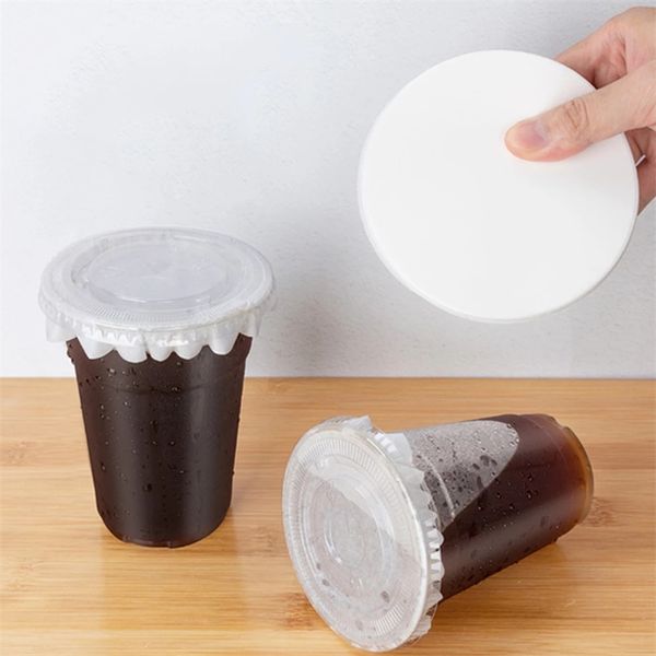 500pcs-lot Cold Drinks Coffee Spill Proof Round Shape Leak Proof Paper Films Kitchen Supplies 70-95-98-110mm Milk Tea Cup MJ0357
