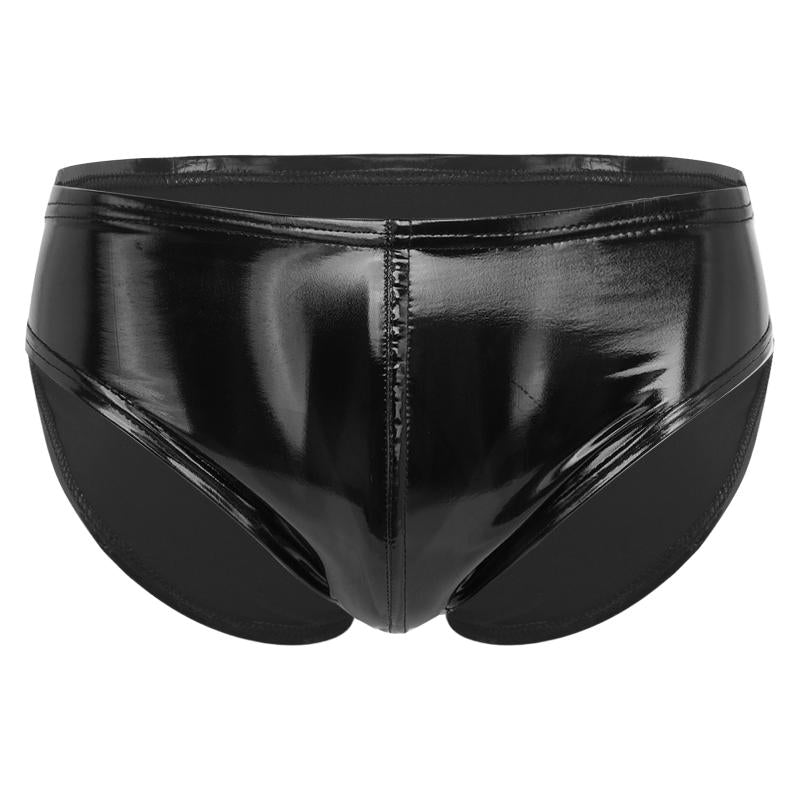 Underpants Mens Lingerie Elastic Waistband Patent Leather Underwear Panties Outfit Rave Party Briefs Male Night Club CostumeUnderpants