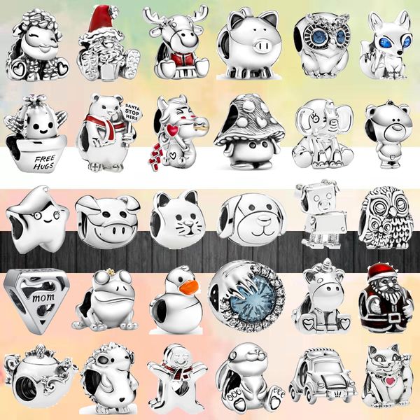 925 bracelet charms for charm set Original box Frog Fox Rabbit Teapot Duck Cat Dog European Bead necklace charms jewelry