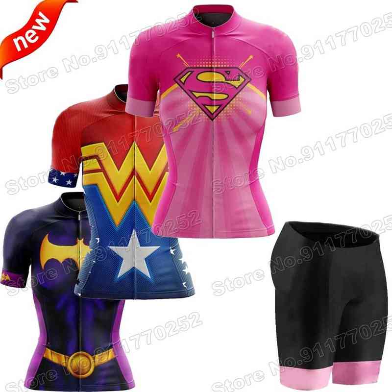 2021 Popular Women Cycling Jersey Sets Cartoon Comics Summer Cycling Clothing Mountain Road Bike Shirts Suit Pants MTB Maillot