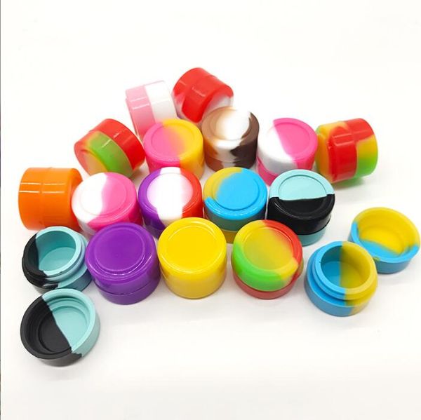 Silicone Container 2ML Non-stick Round Mini Jars Food Grade Rubber Dab Tool Storage Box Oil Holder Small Wax Container DHL Free