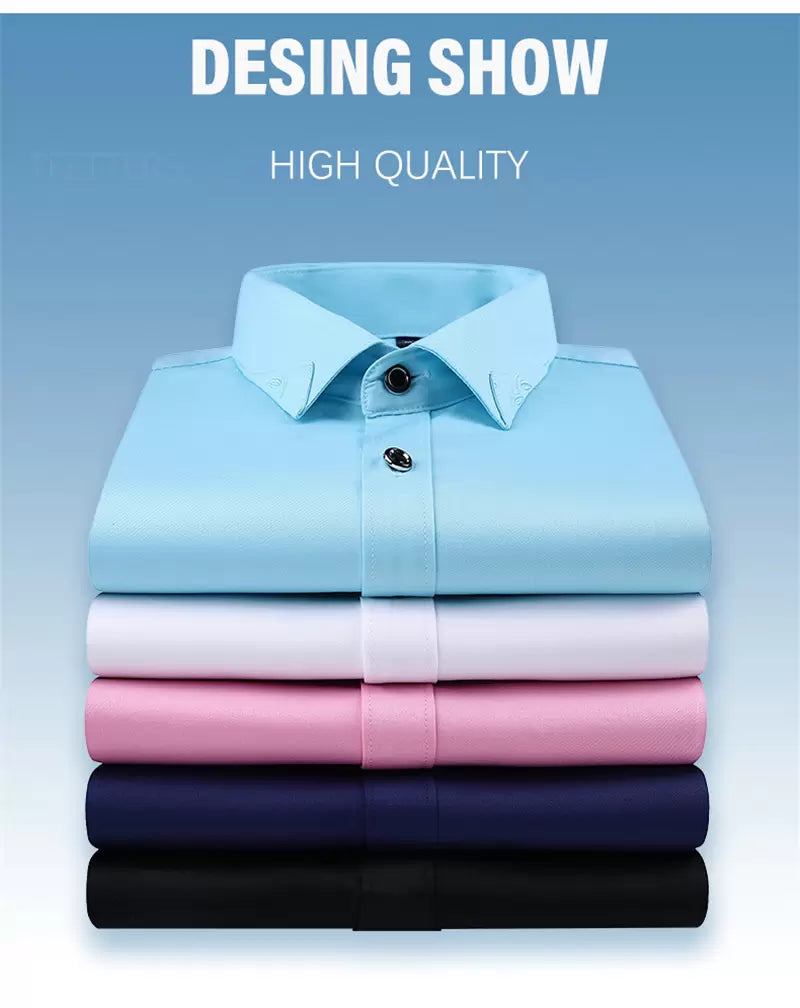 Dress Shirt Smart Casual Summer Camisa Men Short Sleeve White Size 5XL Turn Down Collar Business Mens Anti-wrinkle Easy Care Fashion Designer Men&#0